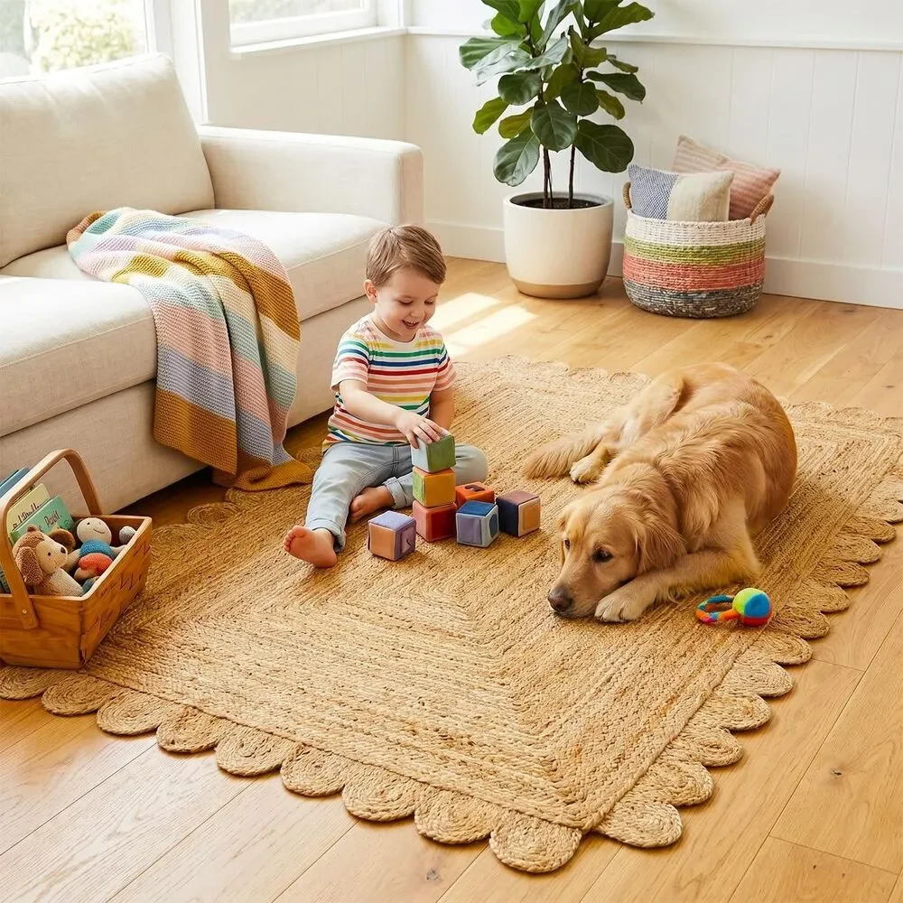 Handwoven 100% Natural Jute Rugs For Living Area,Bedroom,  5x8' (1139)